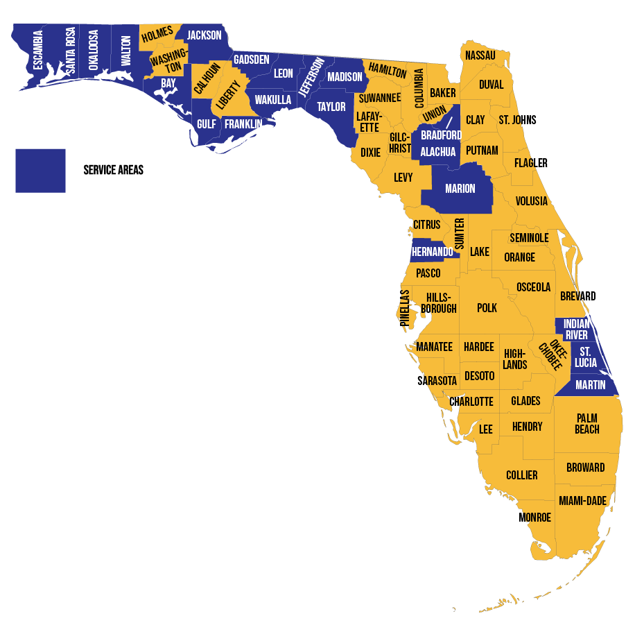 Map of participating counties